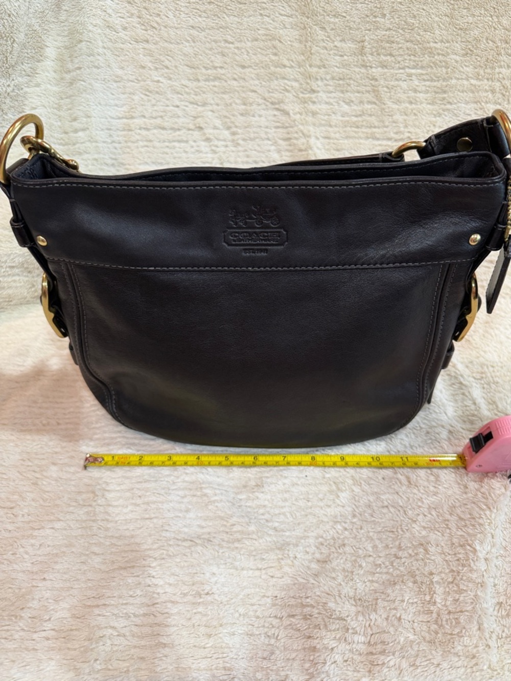 Coach Black Leather Shoulder Bag with Gold Hardware - Picture 10 of 12